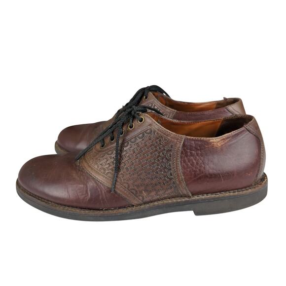 HS Trask Saddle Brown Leather Oxfords Two-tone H4065248 8.5 Vibram Sole‎ Gumlite - Picture 2 of 8